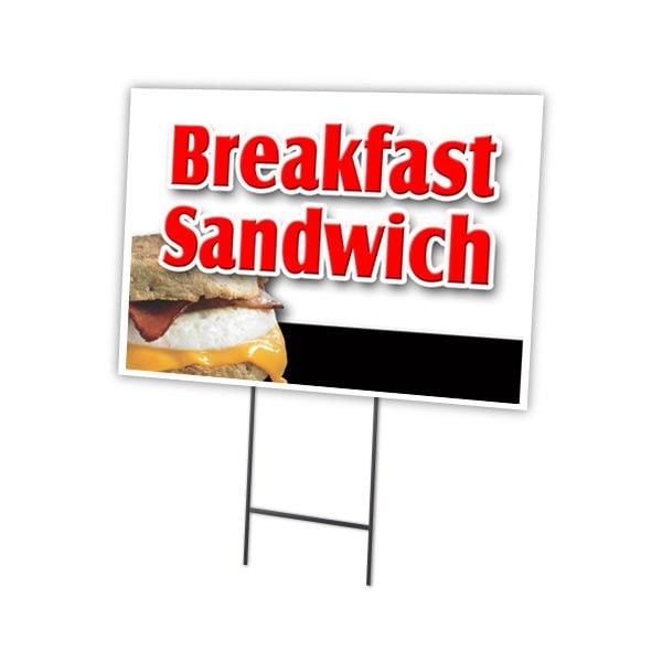 Breakfast Sandwich Yard Sign & Stake outdoor plastic coroplast window, C-1824-DS-Breakfast Sandwich